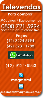 Televendas: 0800 721 5994; Suporte T?cnico: 42 2101 0066